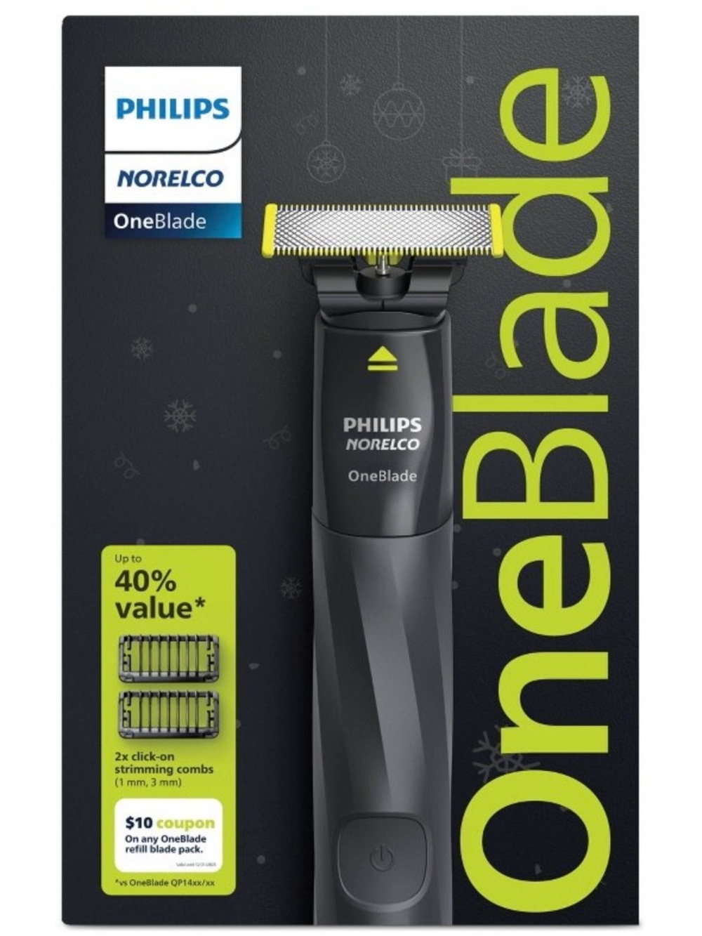 Philips Norelco OneBlade Razor- Trim, Edge & Shave - 1 Blade - 2 Combs Wet/Dry